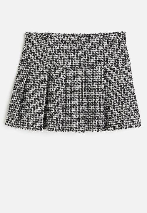 H&M - Pleated mini skirt - black/checked