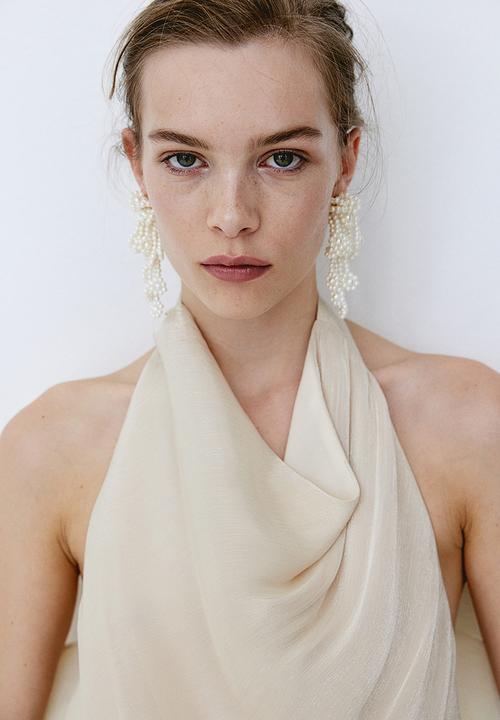H&M - Satin halterneck top - light beige