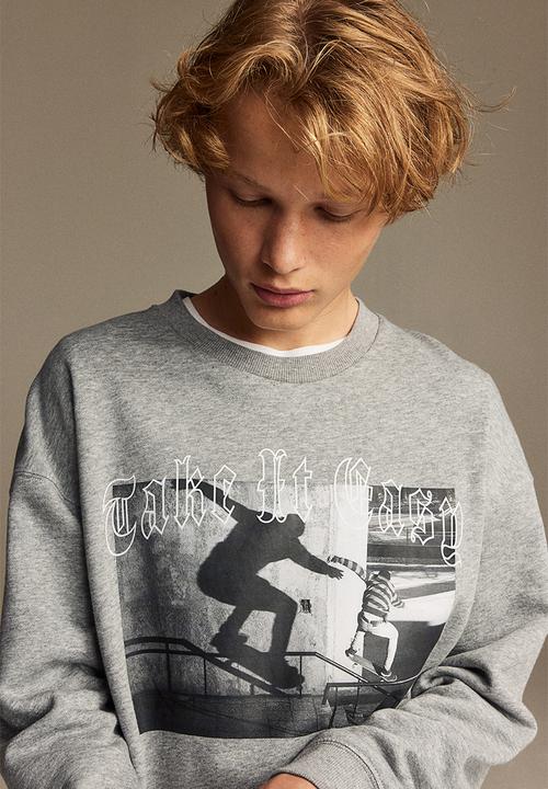 H&M - Sweatshirt - grey marl/take it easy