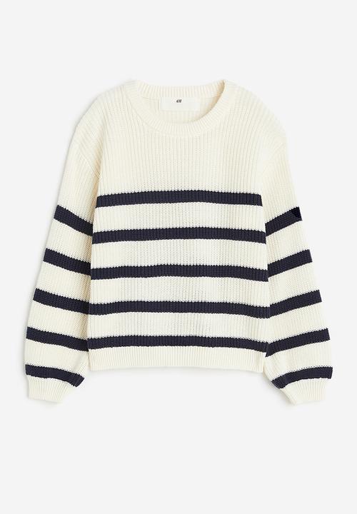 H&M - Textured-knit jumper - white/black striped