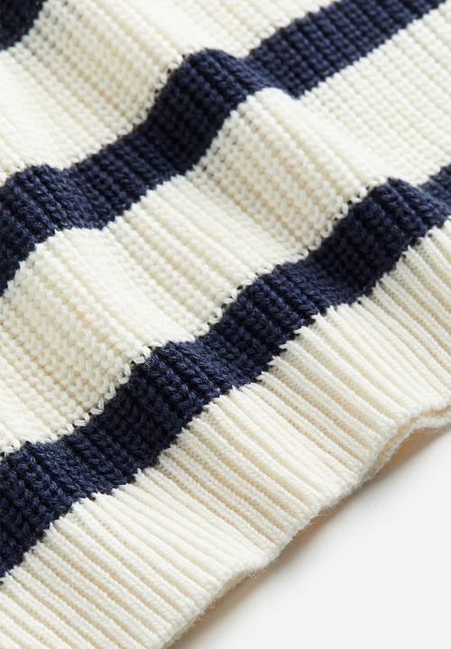 H&M - Textured-knit jumper - white/black striped