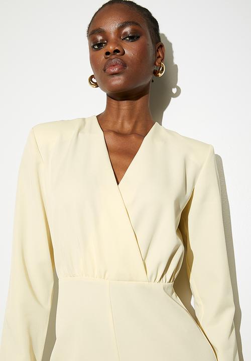 VELVET - Draped deep v jumpsuit - cream