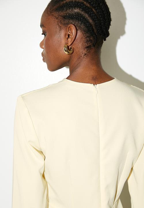 VELVET - Draped deep v jumpsuit - cream
