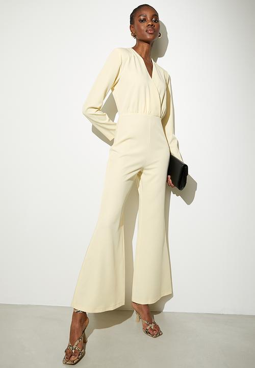 VELVET - Draped deep v jumpsuit - cream