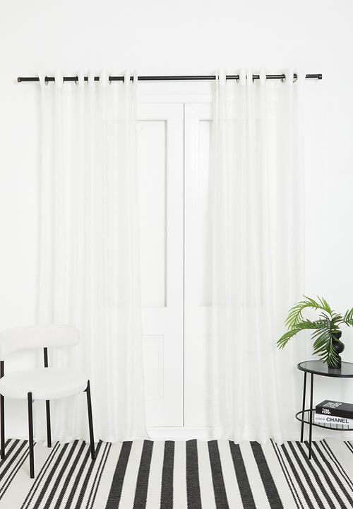 Sixth Floor - Turin Textured Sheer Eyelet Curtain - White