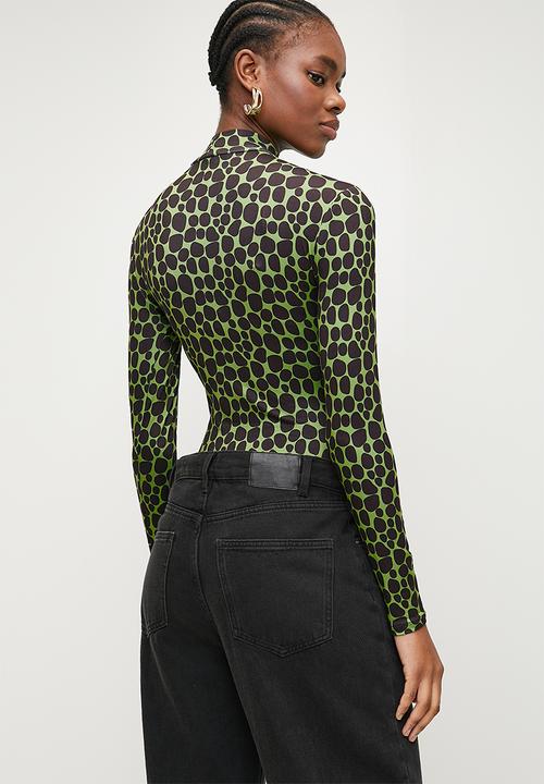 Superbalist - Small mini animal printed bodysuit - green & black