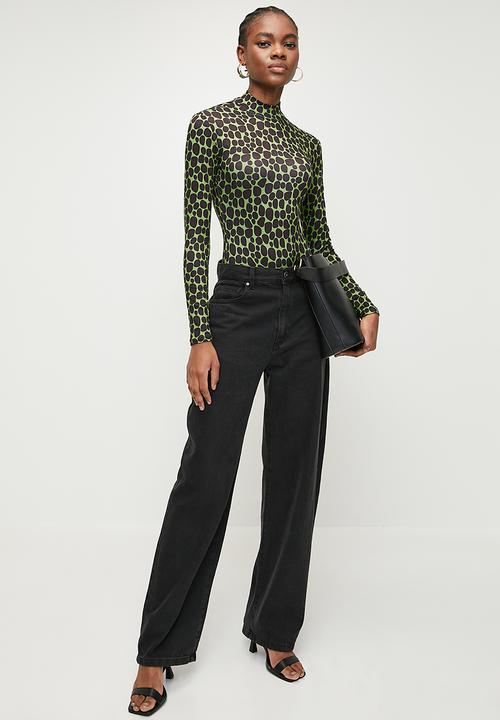 Superbalist - Small mini animal printed bodysuit - green & black