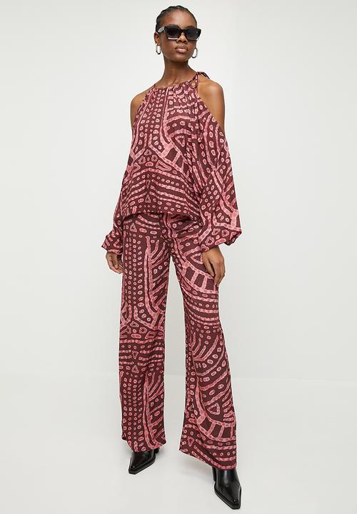 Superbalist - Co Ord Printed Wide Leg Pants - ink stamp print