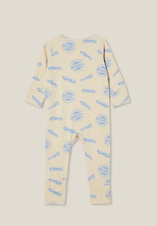 Cotton On - The long sleeve zip romper license - lcn mat rainy day/hot wheels cluster