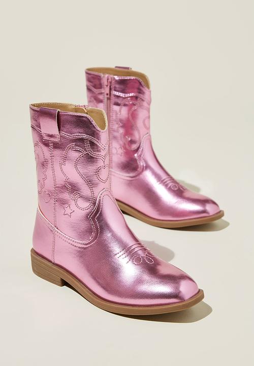 Cotton On - Montana western boot - pink metallic