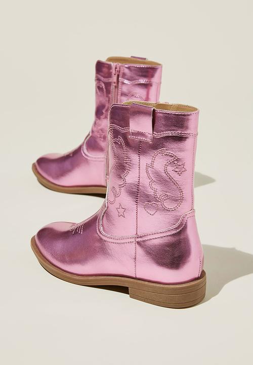 Cotton On - Montana western boot - pink metallic