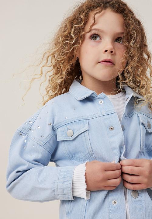 Cotton On - Emmy oversized denim jacket - bleach blue wash/diamante