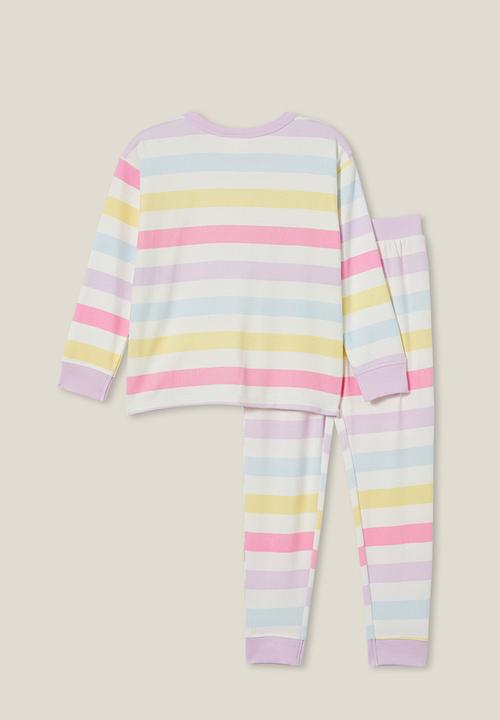Cotton On - Serena long sleeve pyjama set - multi/bold rainbow stripe