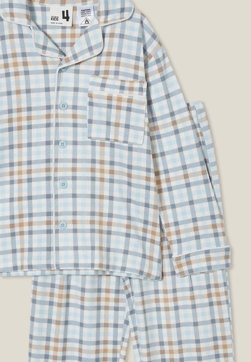 Cotton On - Lucas long sleeve pyjama set - frosty blue/academia plaid