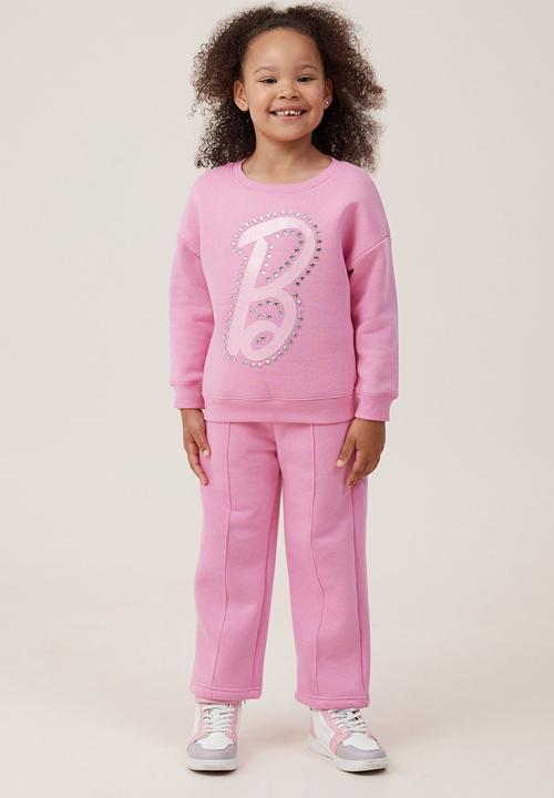 Cotton On - License dusty fleece crew neck - lcn mat barbie b/pink gerbera