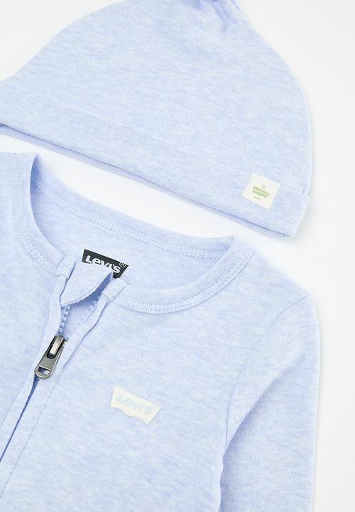 Levi’s® - Lvn footed coverall & hat set - lt mist heather