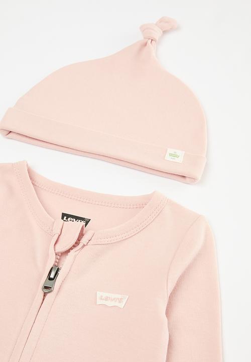 Levi’s® - Lvn footed coverall & hat set - peachskin