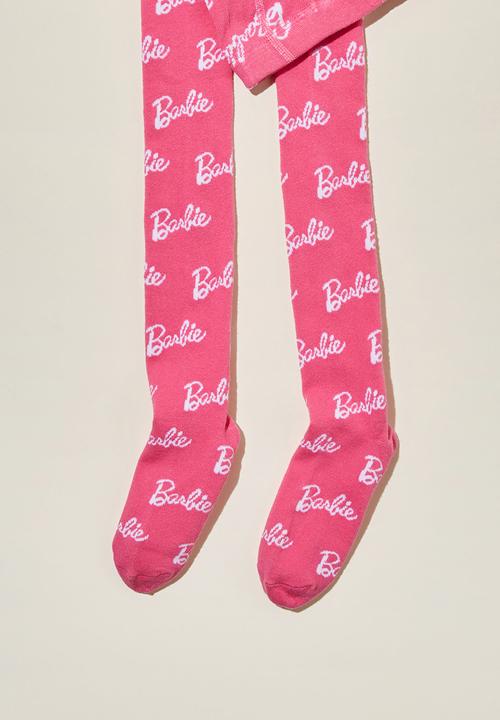 Cotton On - Solid tights - lcn mat pink gerbera/barbie logo