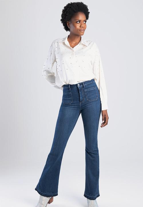 SISSY BOY - Amy-Lee: High Skinny Flare With Patch Pockets - Dark Vintage