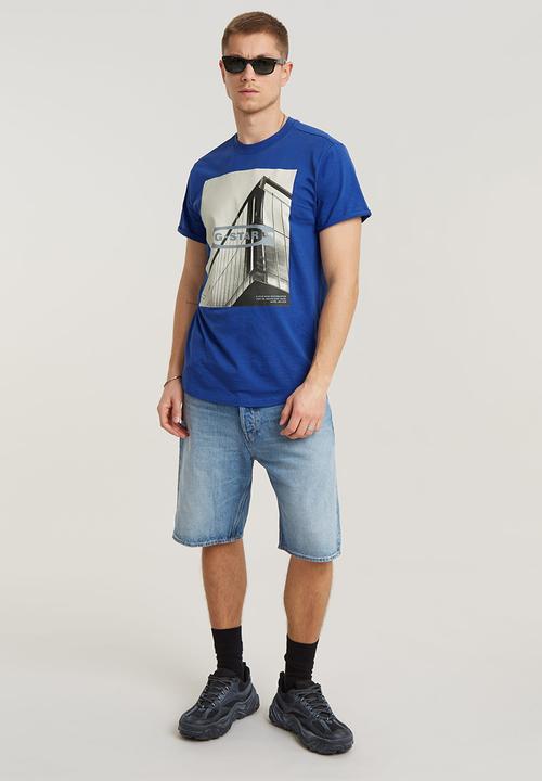 G-STAR - Hq oldskool logo lash r t compact slub jersey o - radar blue