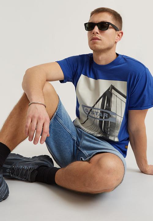 G-STAR - Hq oldskool logo lash r t compact slub jersey o - radar blue