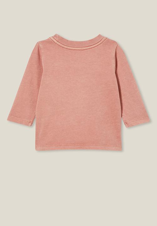 Cotton On - Jamie long sleeve tee - clay pigeon wash with pocket