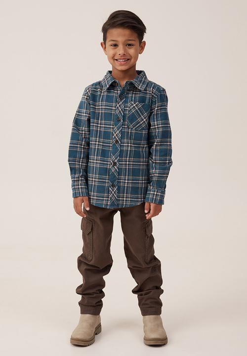 Cotton On - Rugged long sleeve shirt - stargazer/hot choccy plaid