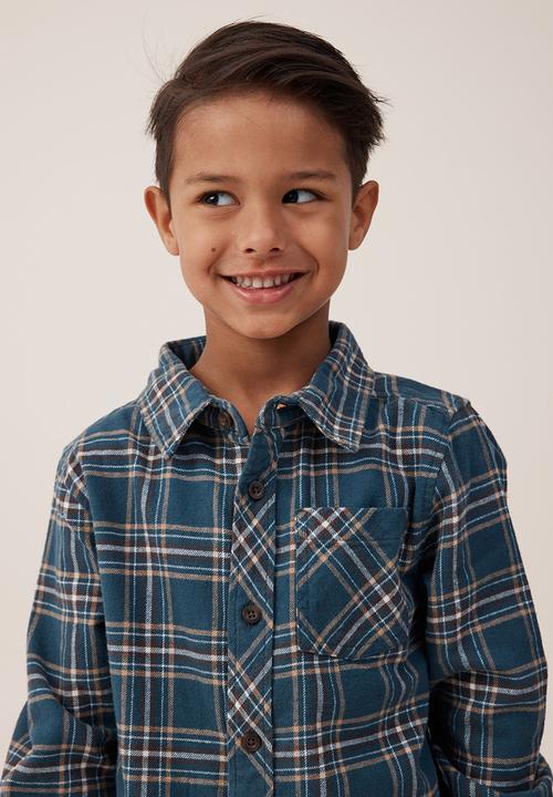 Cotton On - Rugged long sleeve shirt - stargazer/hot choccy plaid