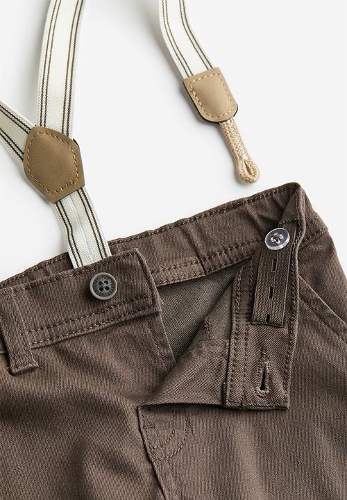 H&M - Twill trousers with braces - brown