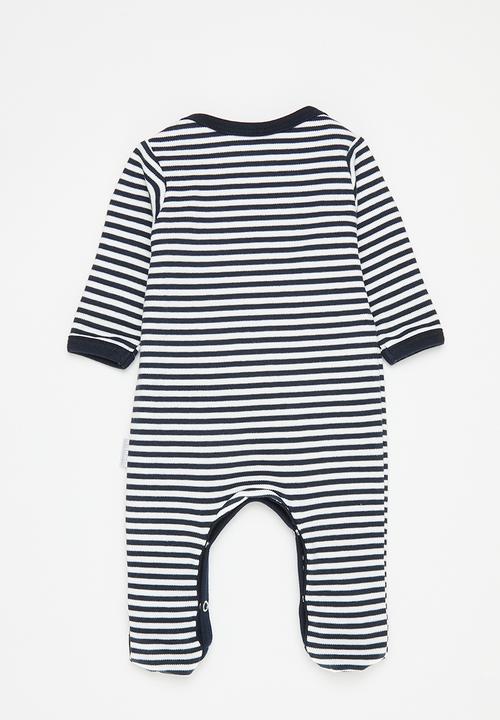 Little Lumps - Envelope long sleeve babygrow - navy & white