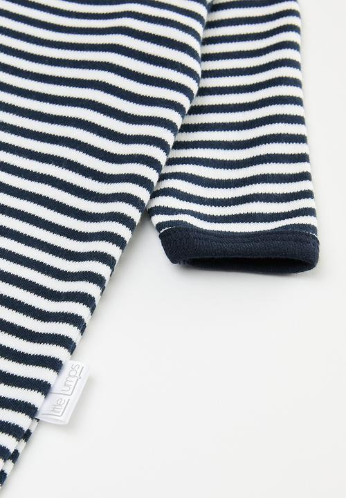 Little Lumps - Envelope long sleeve babygrow - navy & white