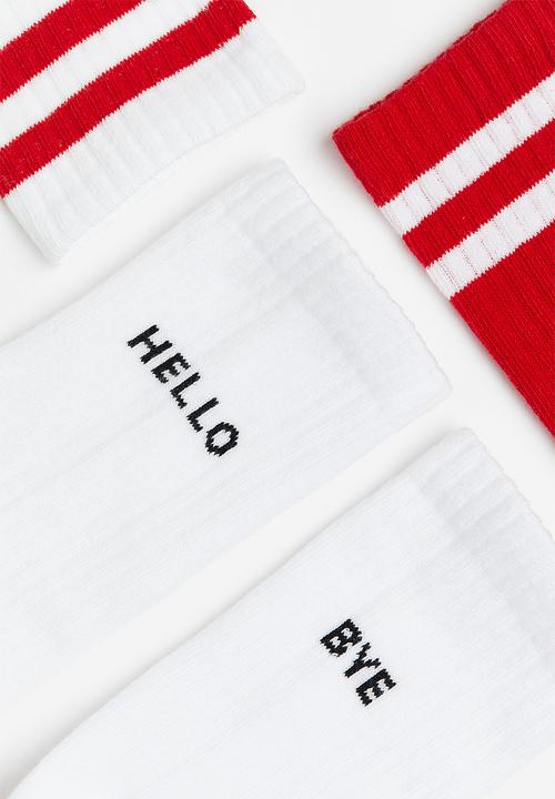 H&M - 3-pack socks - red & white 
