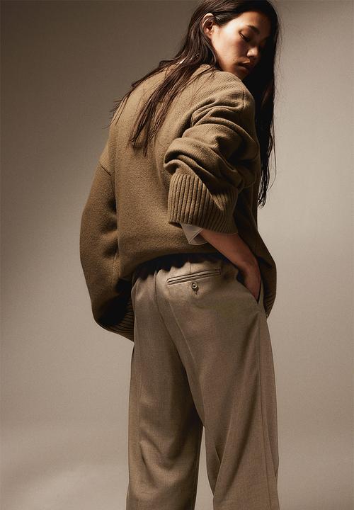 H&M - Straight trousers - light brown marl