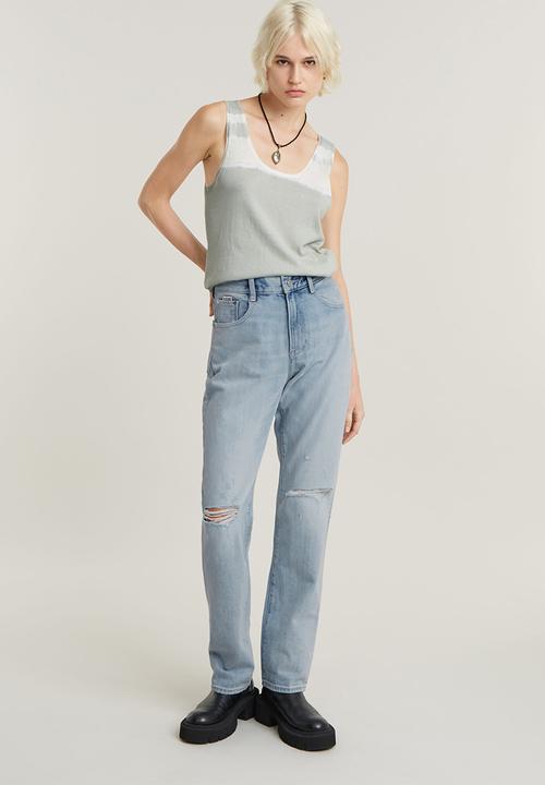 G-STAR - Viktoria High Straight Wmn - sun faded ripped mirage blue