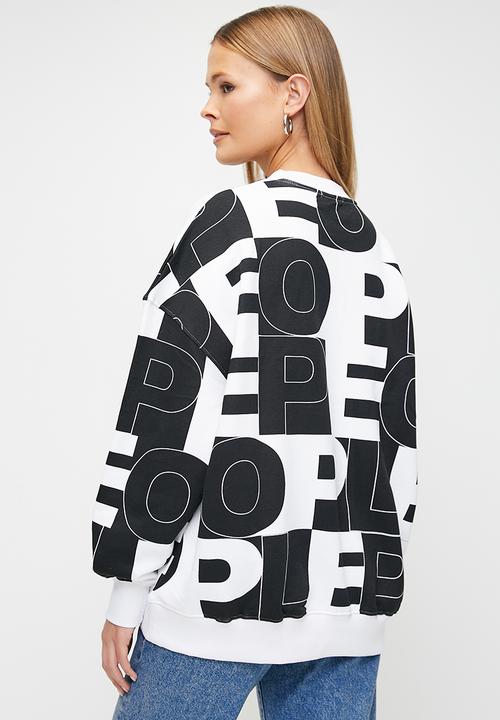 Blake - ALLOVER PRINTED CREW TOP- BLACK/WHITE