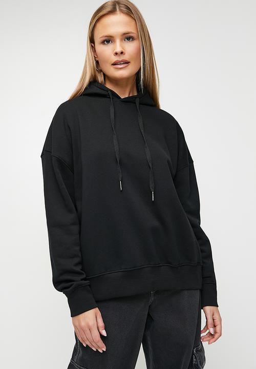 Blake - Back button oversized hoodie - black