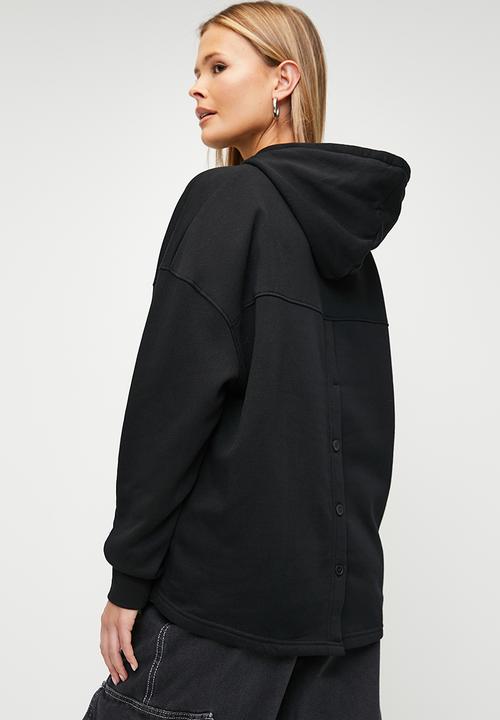 Blake - Back button oversized hoodie - black