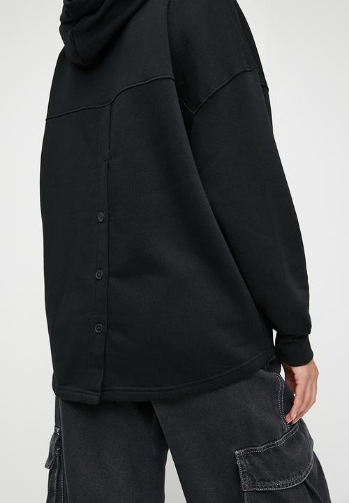 Blake - Back button oversized hoodie - black