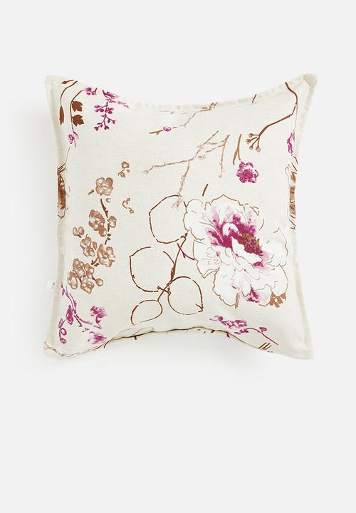 Sixth Floor - Zoe printed linen cushion cover - lilac