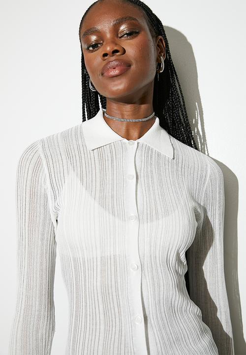 VELVET - Button down rib - ecru