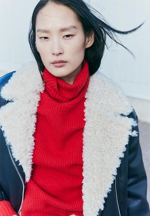 H&M - Rib-knit polo-neck jumper - red
