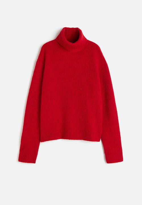 H&M - Rib-knit polo-neck jumper - red