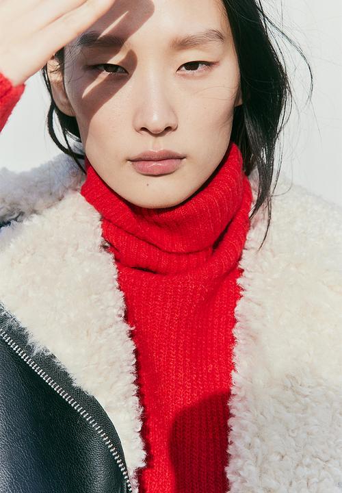 H&M - Rib-knit polo-neck jumper - red