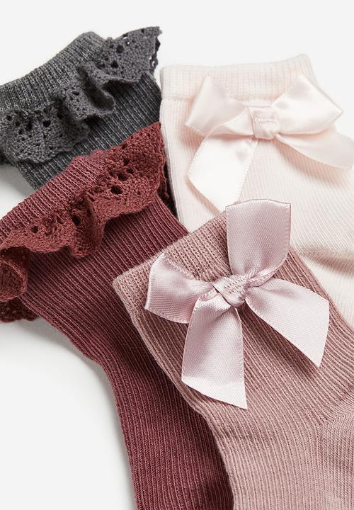 H&M - 4-Pack socks - dark grey & light pink 
