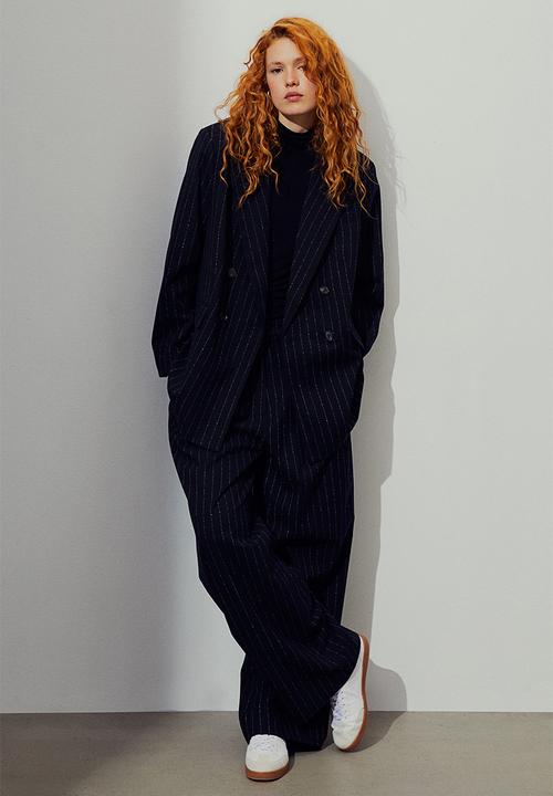 H&M - Double-breasted blazer - navy blue pinstriped
