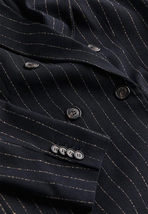 H&M - Double-breasted blazer - navy blue pinstriped