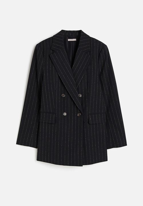 H&M - Double-breasted blazer - navy blue pinstriped