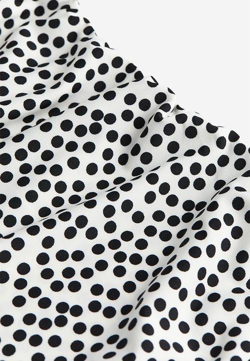 H&M - Draped bodycon dress - white/spotted