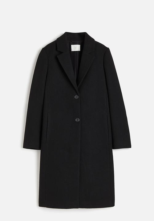 H&M - Single-breasted twill coat - black