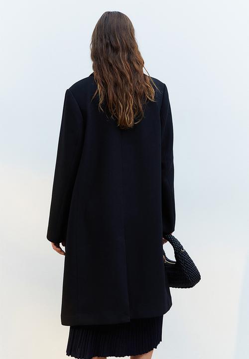 H&M - Single-breasted twill coat - black